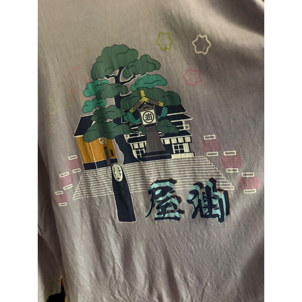 Spirited Away Studio Ghibli No Face Long Sleeve Graphic Tee Lavender Mens 4X